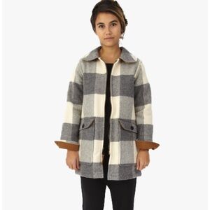 Women’s Woolrich Cream and Grey Plaid Wool Jacket size M